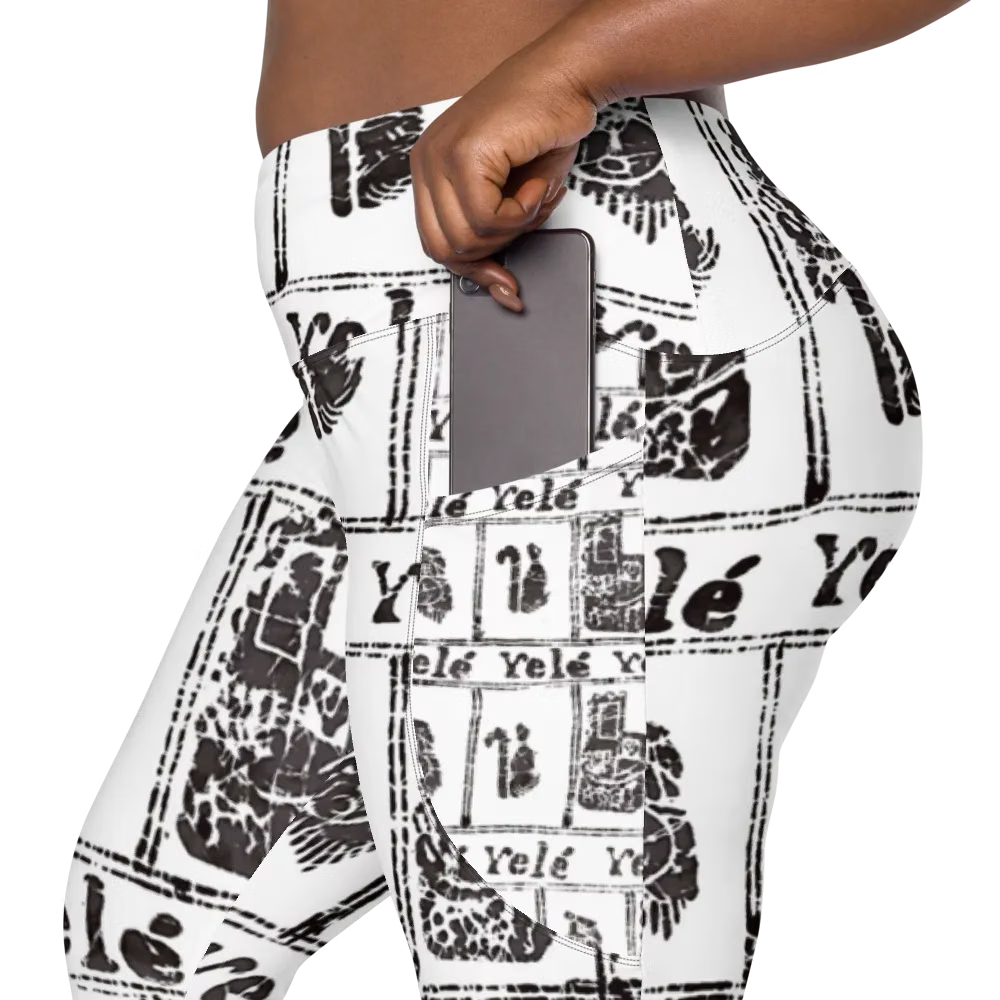 African Royalty Print Symmetry Fusion Pocket Leggings | High-Waisted Crossover
