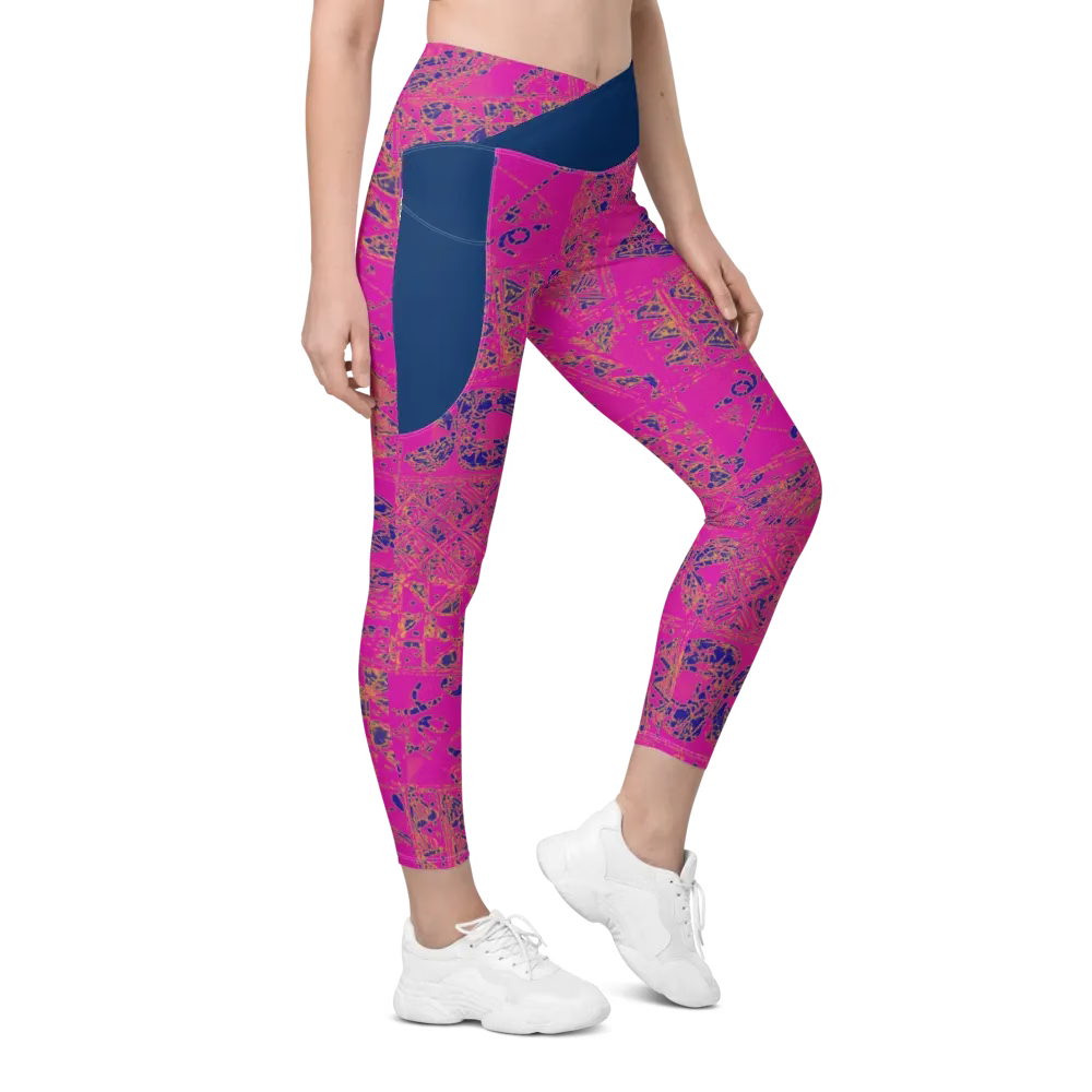 African Unity Print Symmetry Fusion Pocket Leggings | High-Waisted Crossover