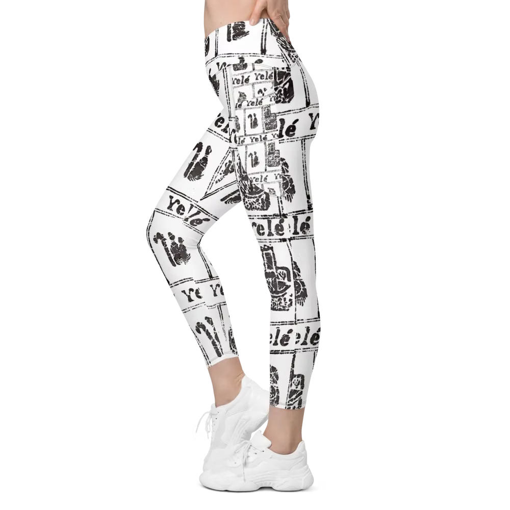 African Royalty Print Symmetry Fusion Pocket Leggings | High-Waisted Crossover