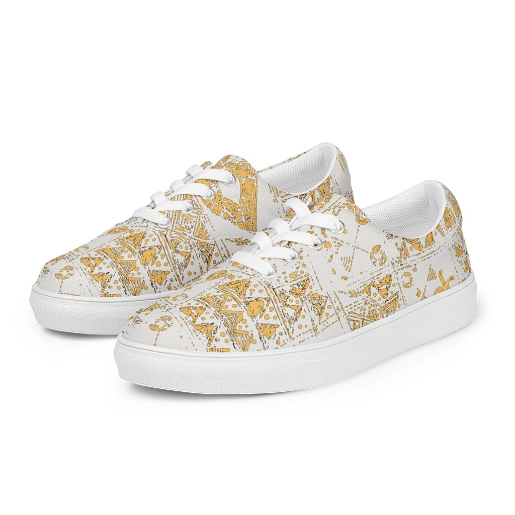 Golden Mosaic Lace-Up Canvas Shoes