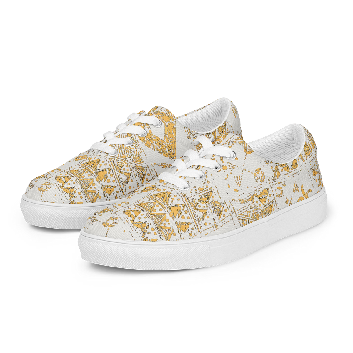 Golden Mosaic Lace-Up Canvas Shoes