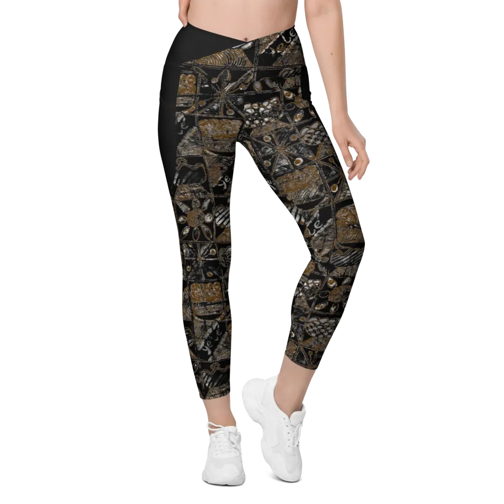 African Festivity Print Crossover Pocket Leggings | High-Waisted