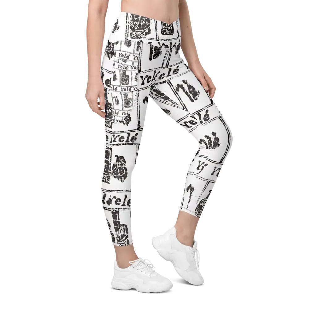 African Royalty Print Symmetry Fusion Pocket Leggings | High-Waisted Crossover