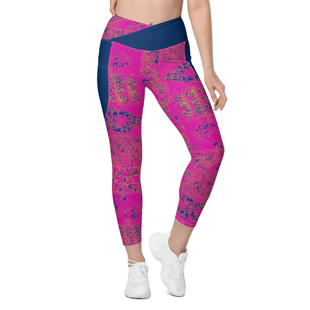 African Unity Print Symmetry Fusion Pocket Leggings | High-Waisted Crossover