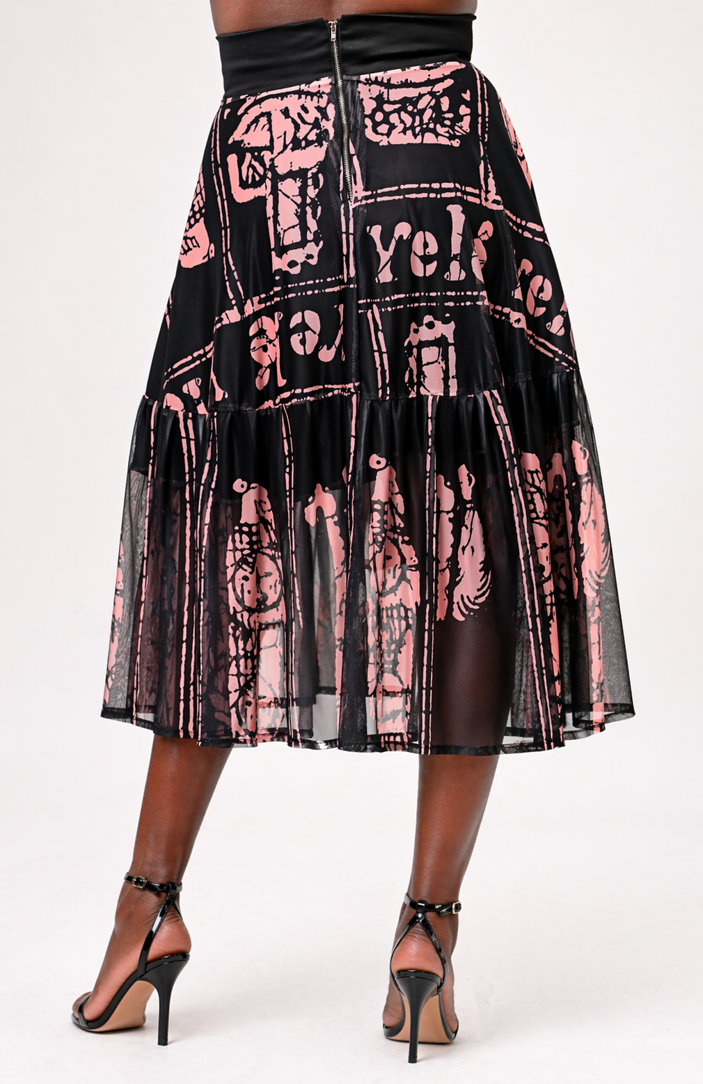 Royalty Print Set — Mesh Top & Midi Skirt | Yelé
