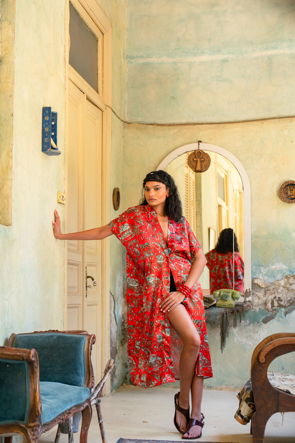 Luxury Resort Wear Kimono Duster – African Print Vacation Outfit by Yelé
