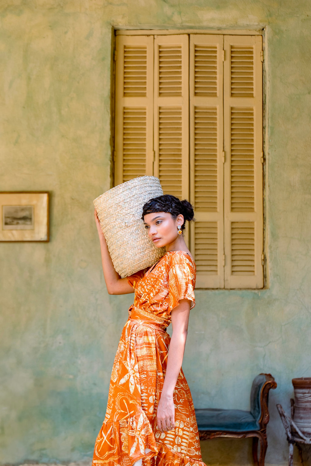 Arewa Print Asymmetrical Dress | African Print Brocade Maxi Dress with High-Low Hem