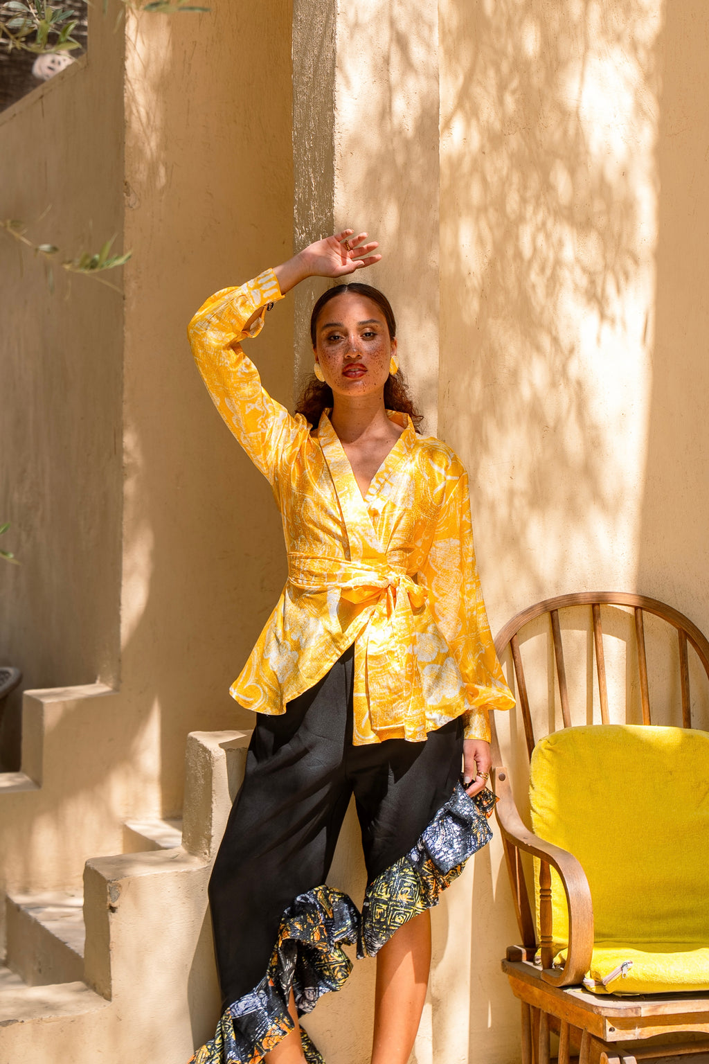 Yelé Unity Print Asymmetrical Pant | African Print Wide Leg Trousers