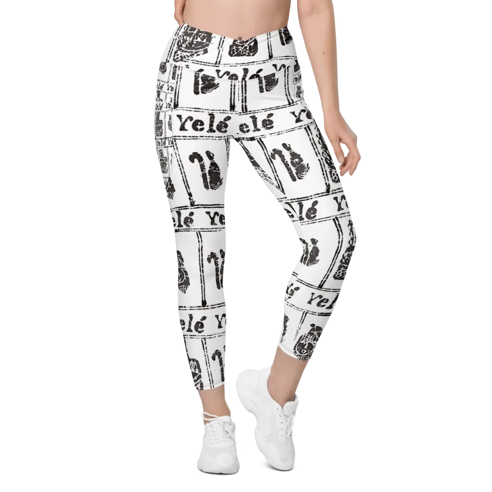 African Royalty Print Symmetry Fusion Pocket Leggings | High-Waisted Crossover
