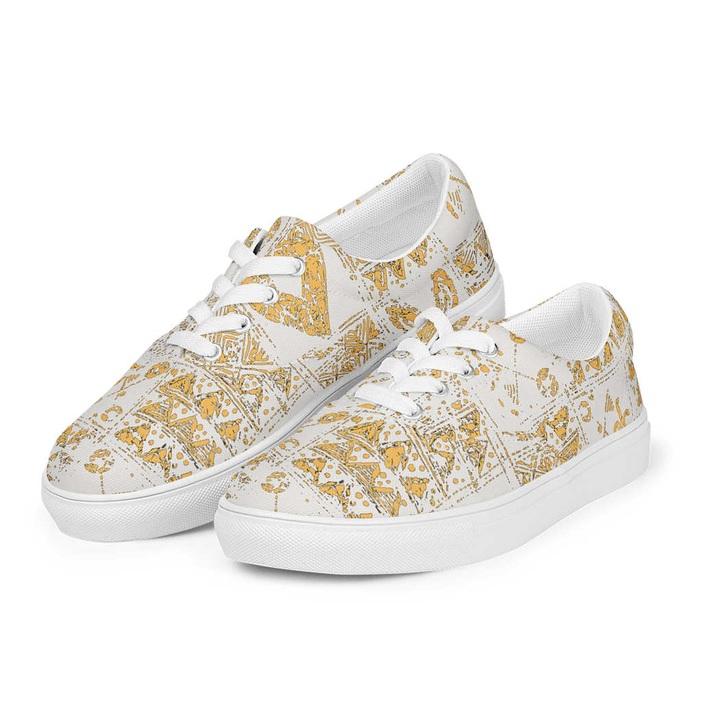 Golden Mosaic Lace-Up Canvas Shoes