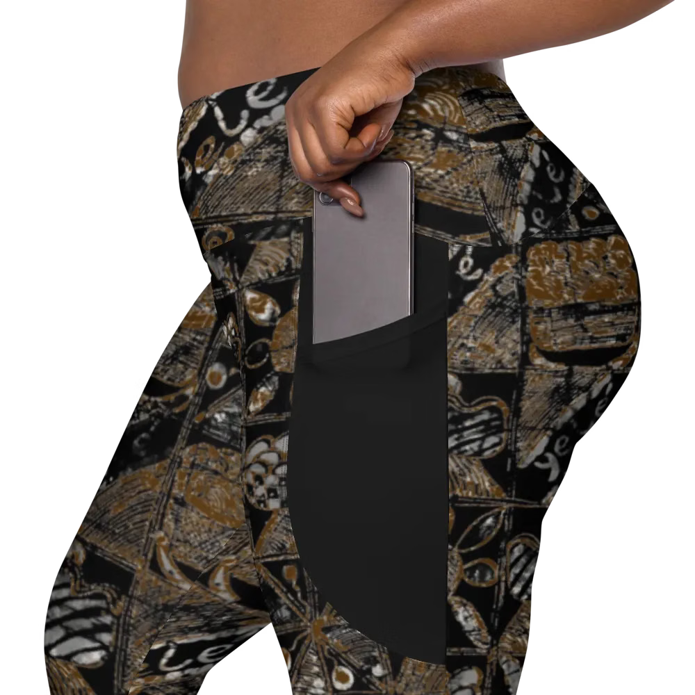 African Festivity Print Crossover Pocket Leggings | High-Waisted