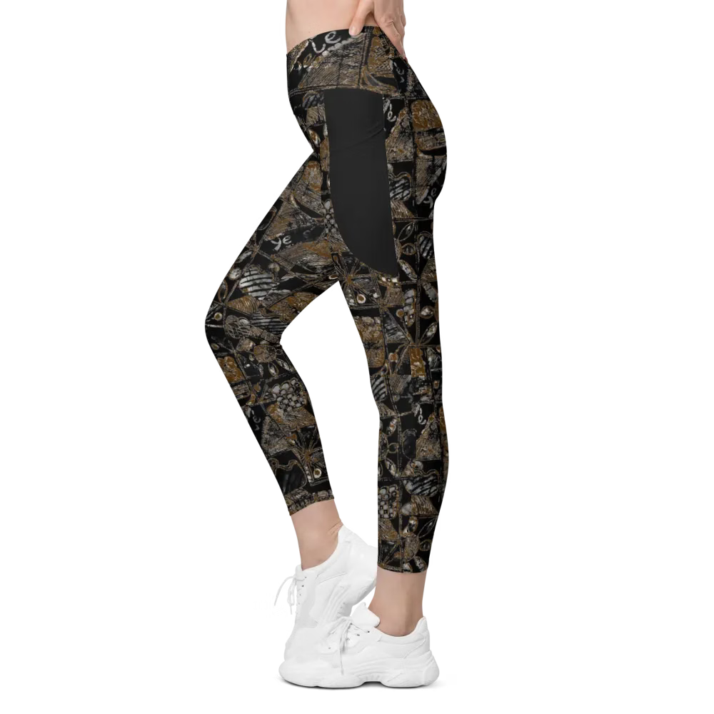 African Festivity Print Crossover Pocket Leggings | High-Waisted