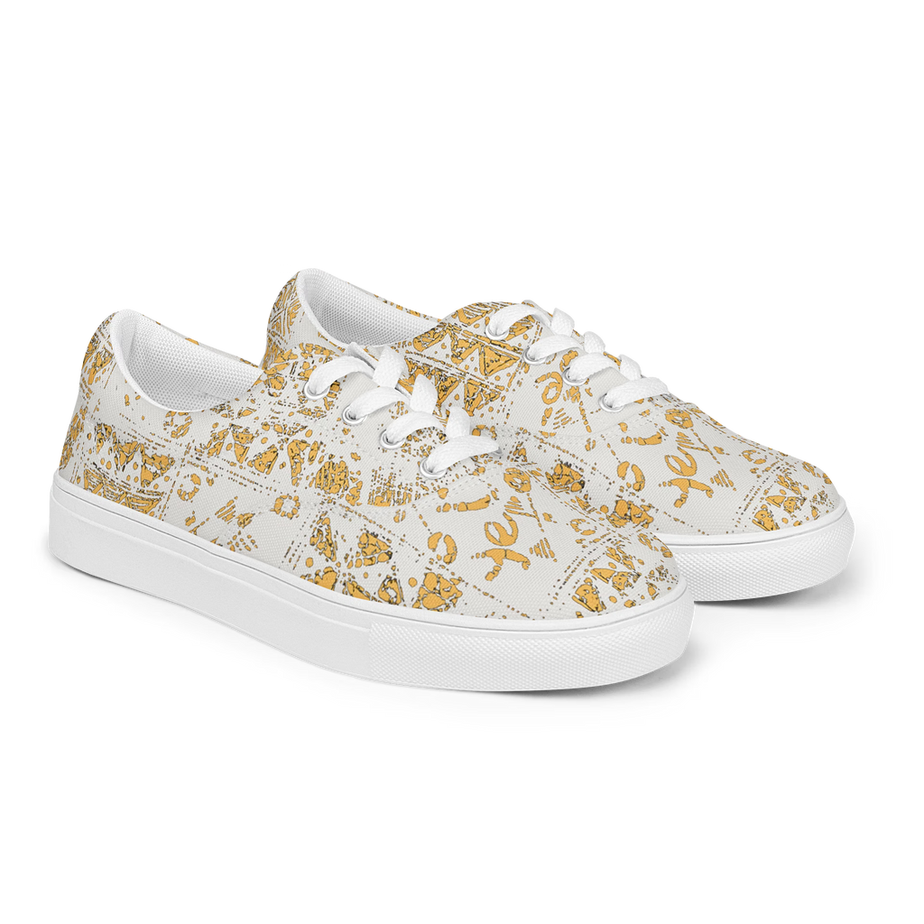 Golden Mosaic Lace-Up Canvas Shoes