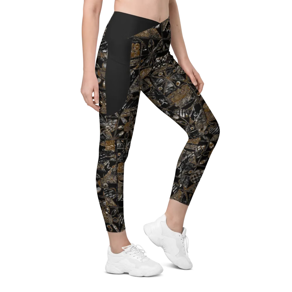 African Festivity Print Crossover Pocket Leggings | High-Waisted