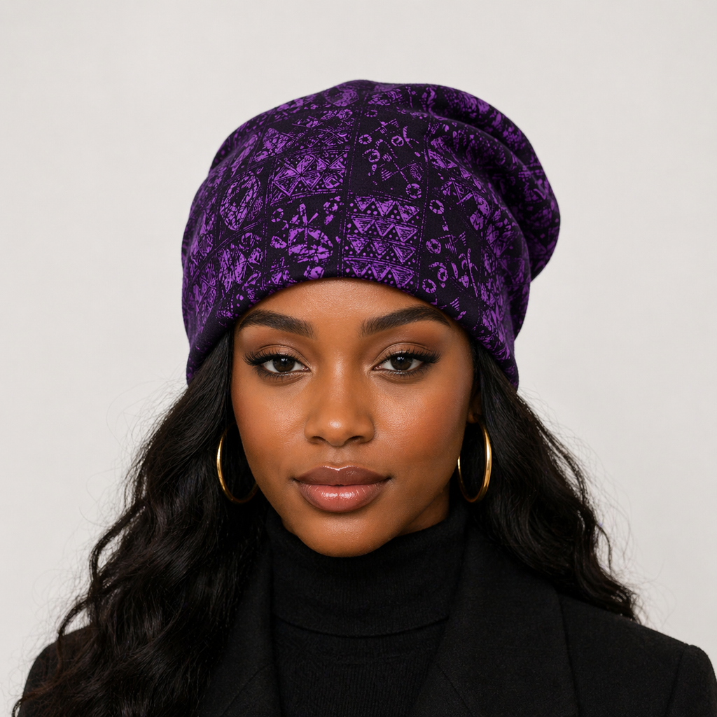 Unity Print Silk-Lined Statement Beanie | Exclusive Yelé Luxe Hairwear