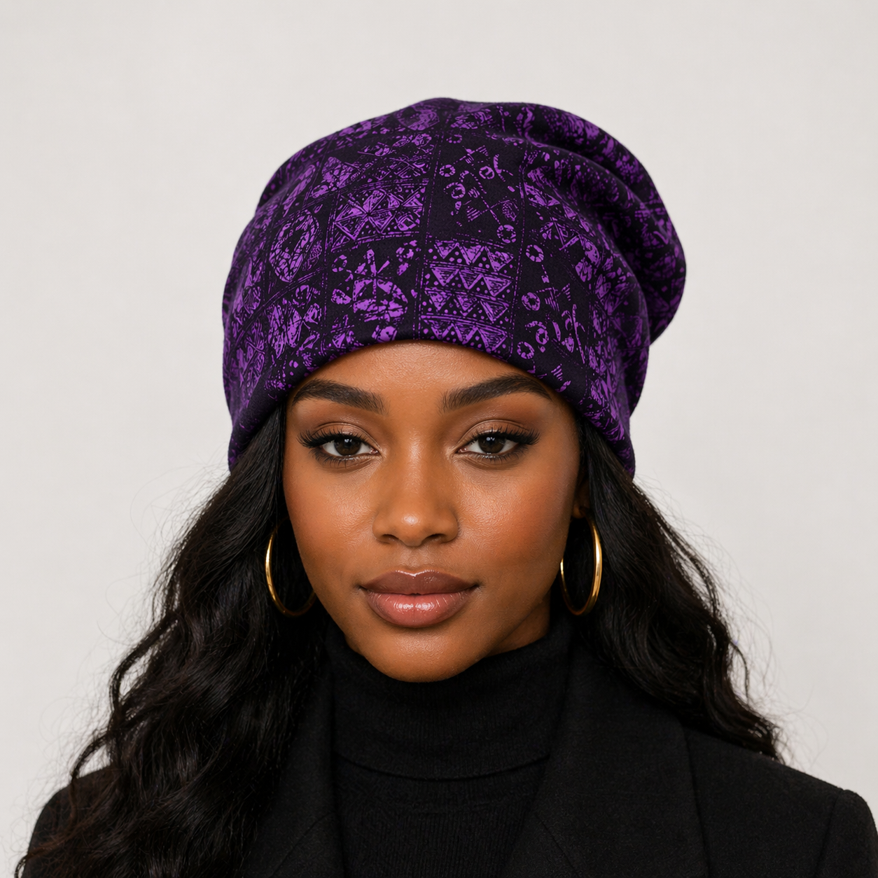 Unity Print Silk-Lined Statement Beanie | Exclusive Yelé Luxe Hairwear