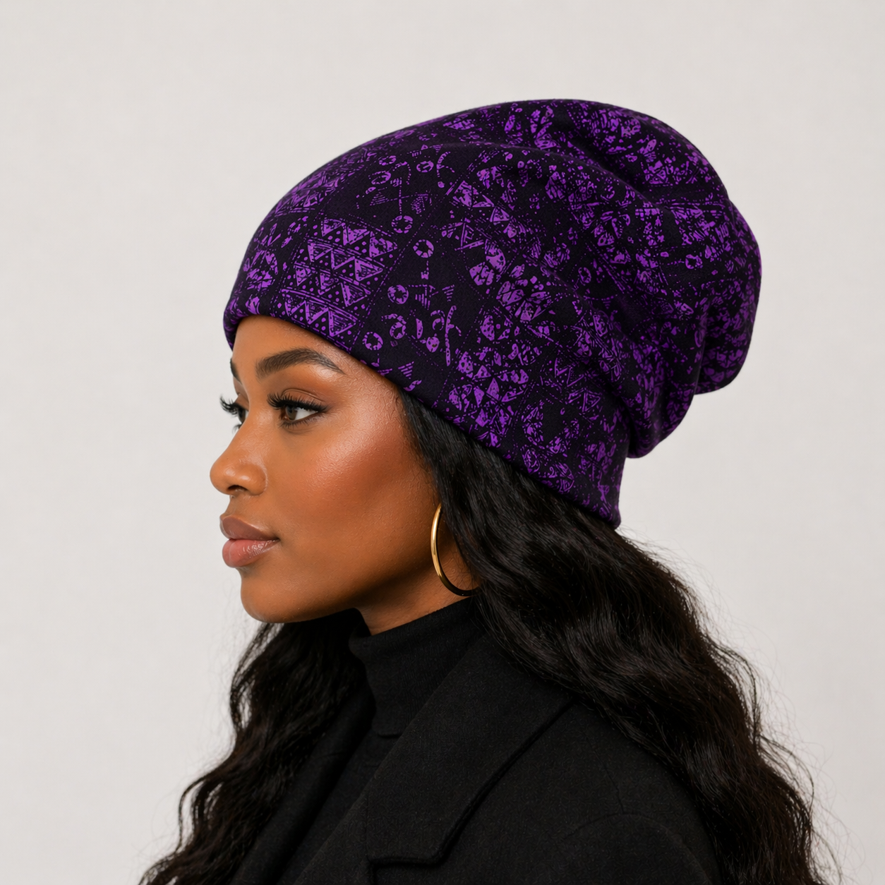 Unity Print Silk-Lined Statement Beanie | Exclusive Yelé Luxe Hairwear