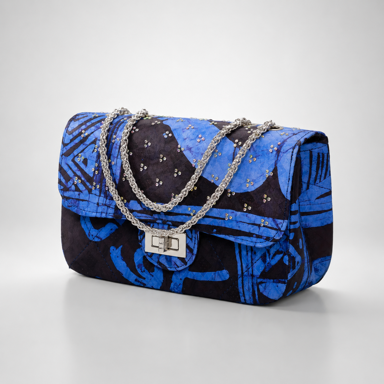 Yelé Unity Print Rhinestone Embellished Bag for Women - Blue&Black