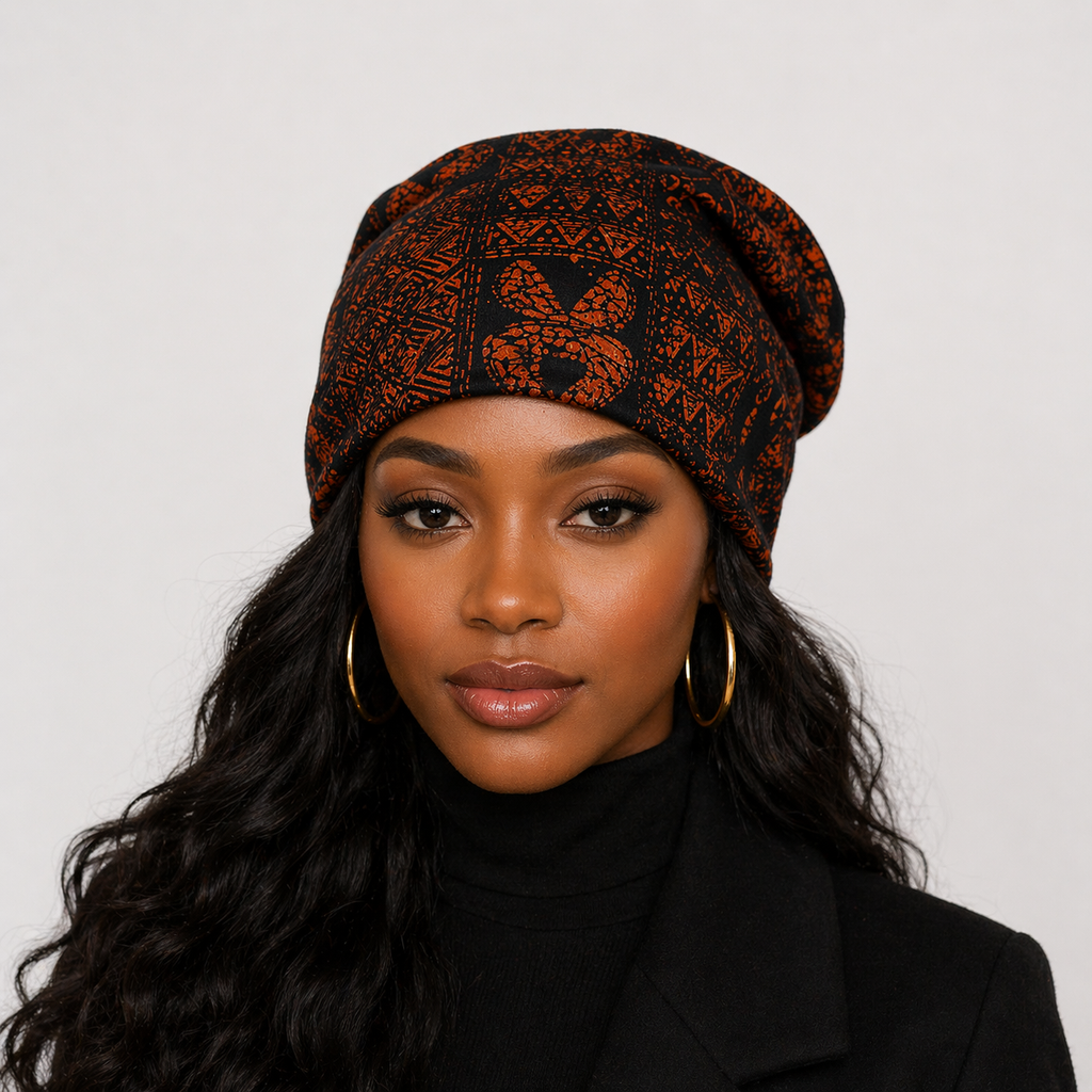 Unity Print Silk-Lined Statement Beanie | Exclusive Yelé Luxe Hairwear