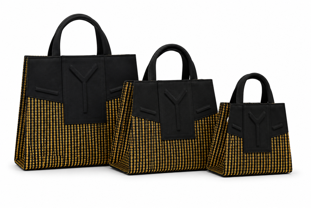Yelé Asooke Purse – Luxe Gold Stripes