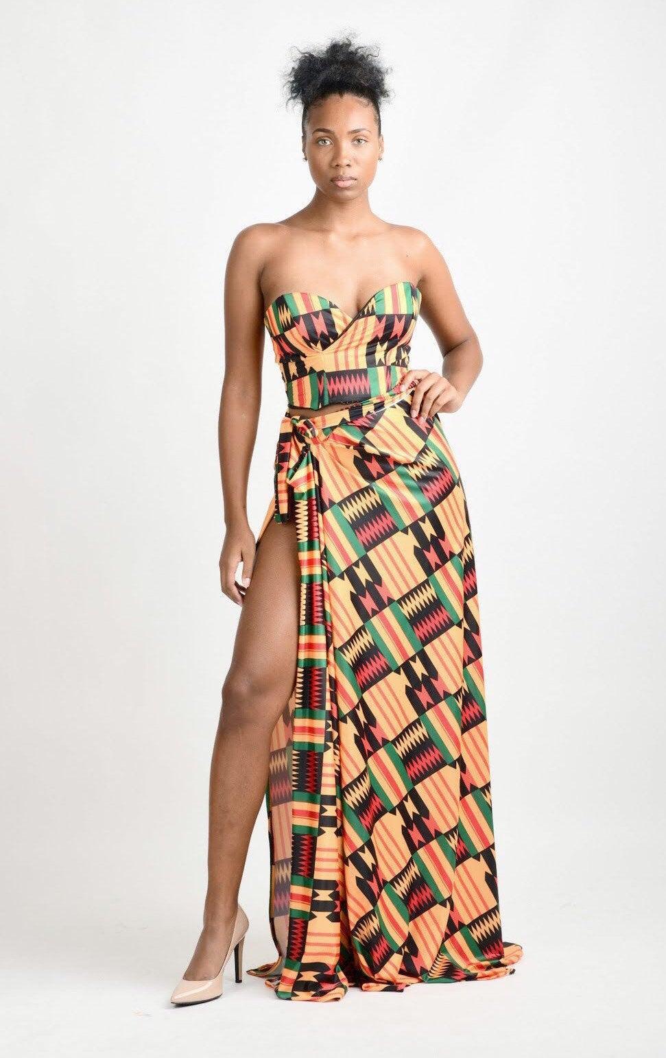 2 pc African print skirt and top
