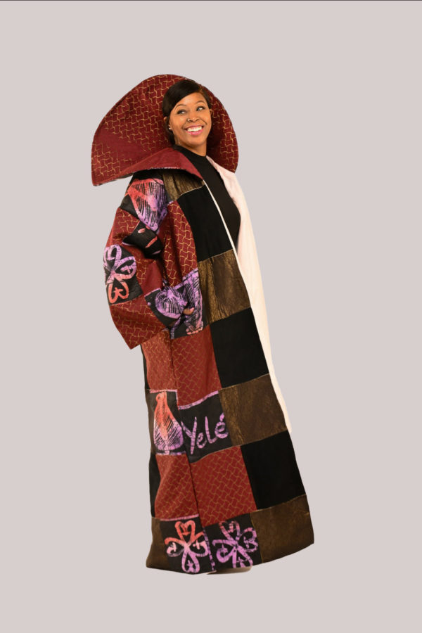 Adire Power of Love Kimono Dress with Velvet Suede and Brocade – Yele's Afro-Luxe Collection