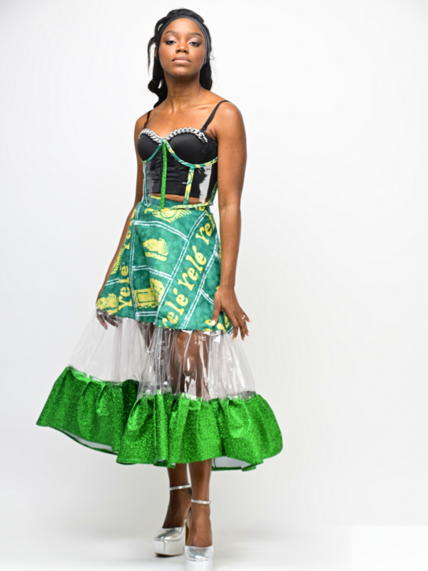 Culturally inspired skirt blending traditional African design with modern sparkle accents