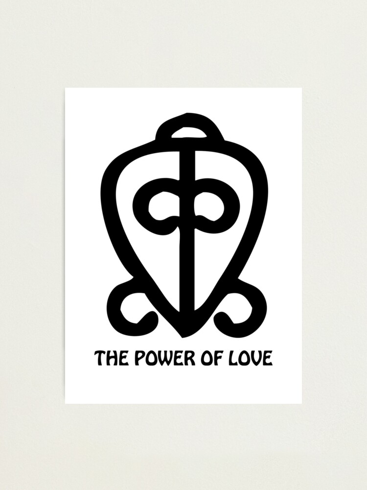 The "Power of Love" print features the 'Odo Nnyew Fie Kwan' symbol, which translates to "Love never loses its way home.