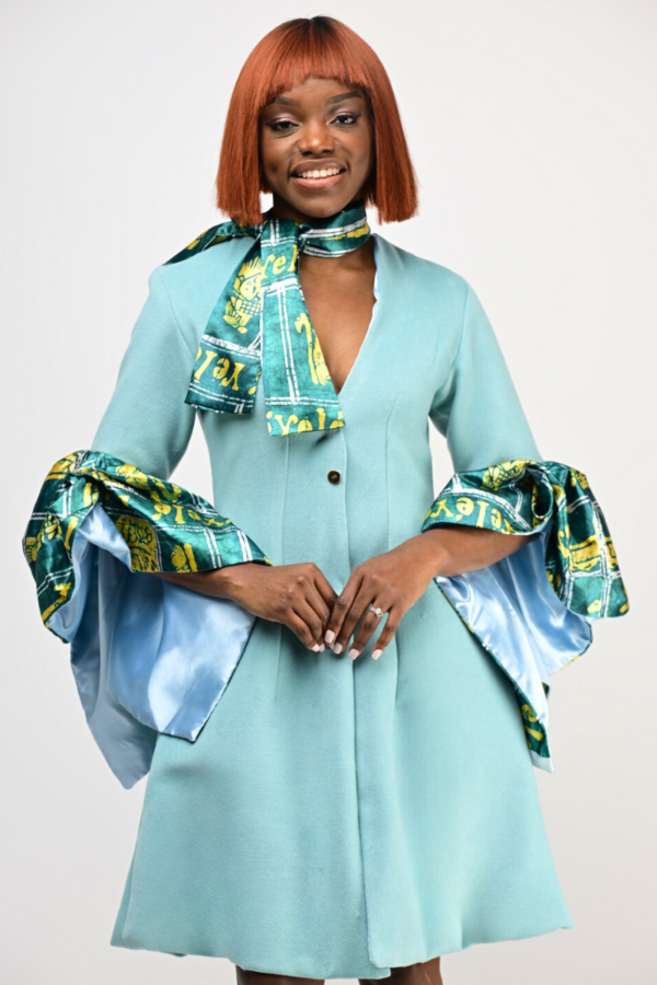 Luxury African print cashmere dress