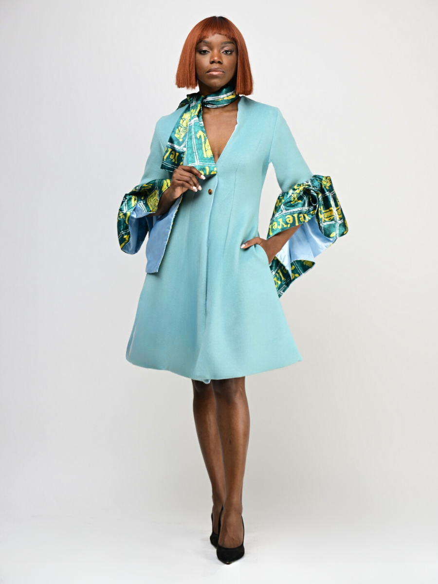 African print and Tweed Two-Piece Suit  Afrofuturistic Adire Print Design  - Luxury African Print Clothing