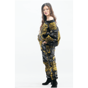 Adire Crepe Off-Shoulder Bomber Jacket: Chic Winter Statement