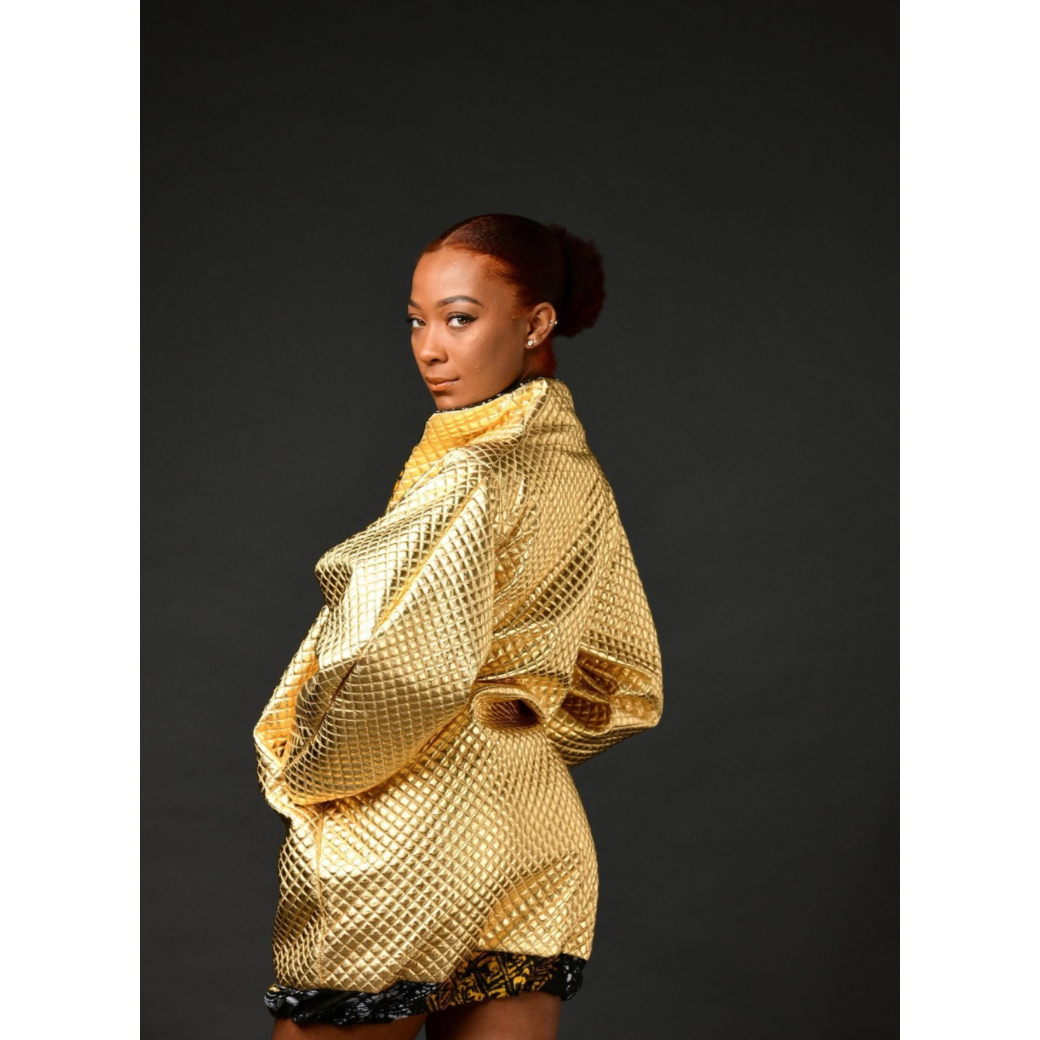 Gold Winter Puffer Bomber Dress/ Jacket