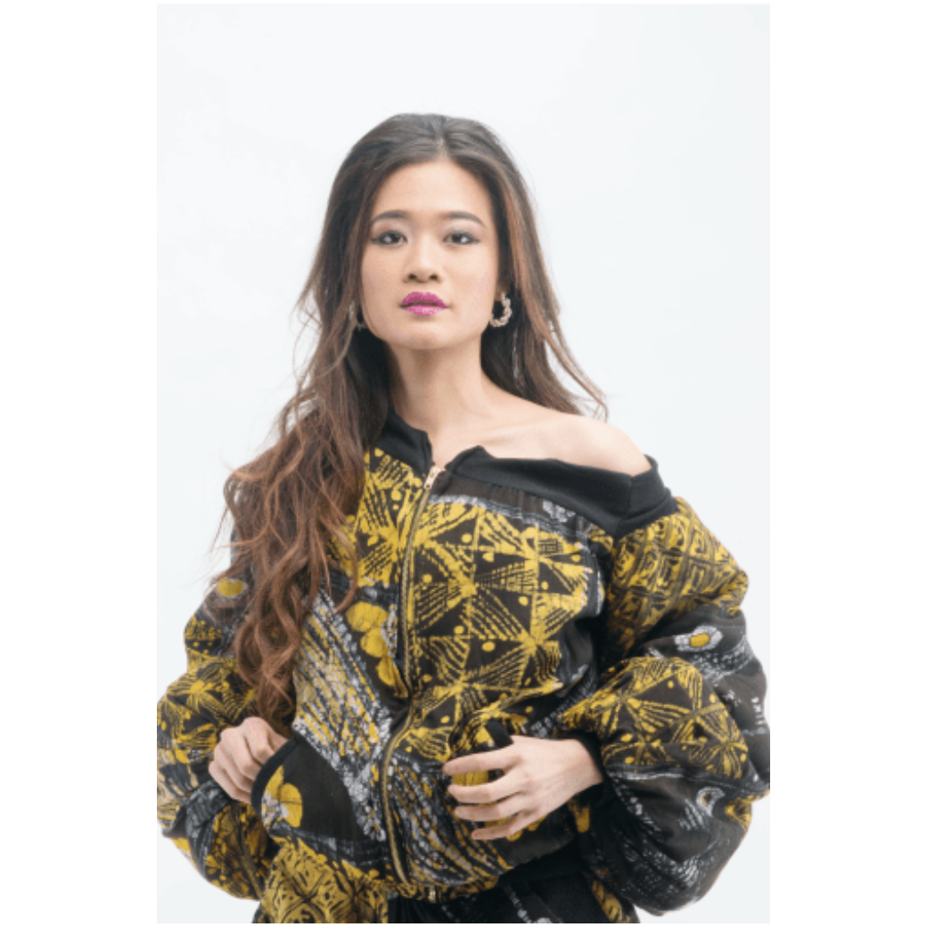 Chic Adire Crepe Lounging Set: Off-Shoulder Bomber & Cozy Joggers