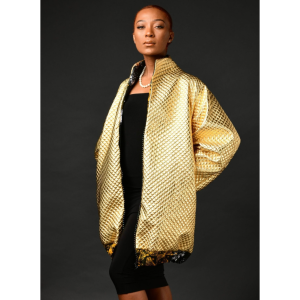 Gold Winter Puffer Bomber Dress/ Jacket