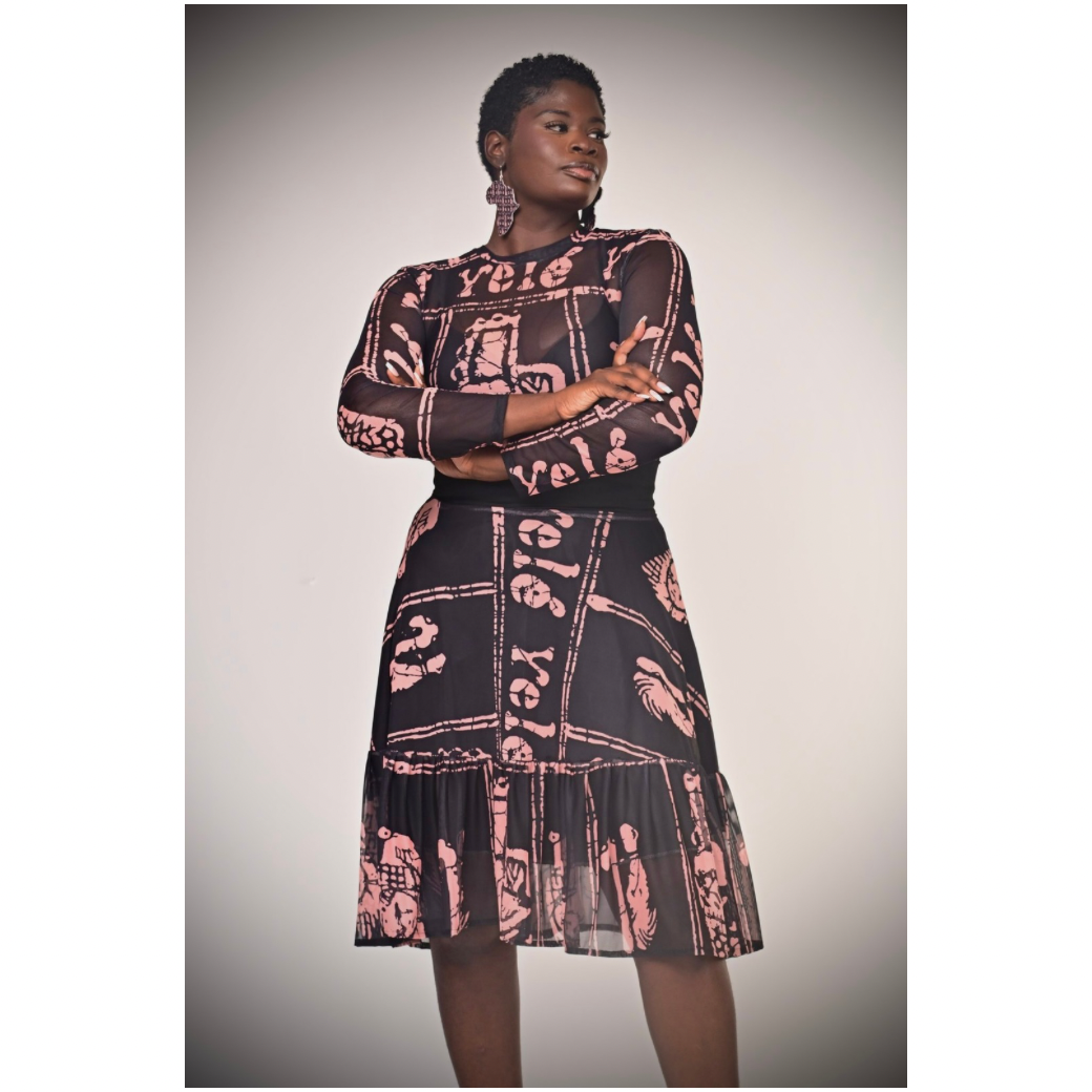 Elegant 2-Piece Mesh Top and Skirt Set