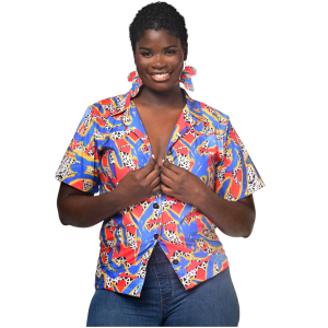 Geo Print Button Up Shirt