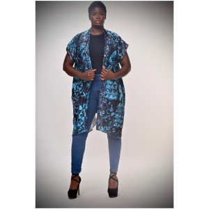 Blue Unity Print Open Back Kimono
