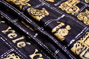 Royalty Print Fabric Black and Gold