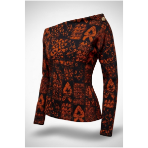 Unity Print Fall Top black and burnt orange cotton rib knit long sleeve Yelé