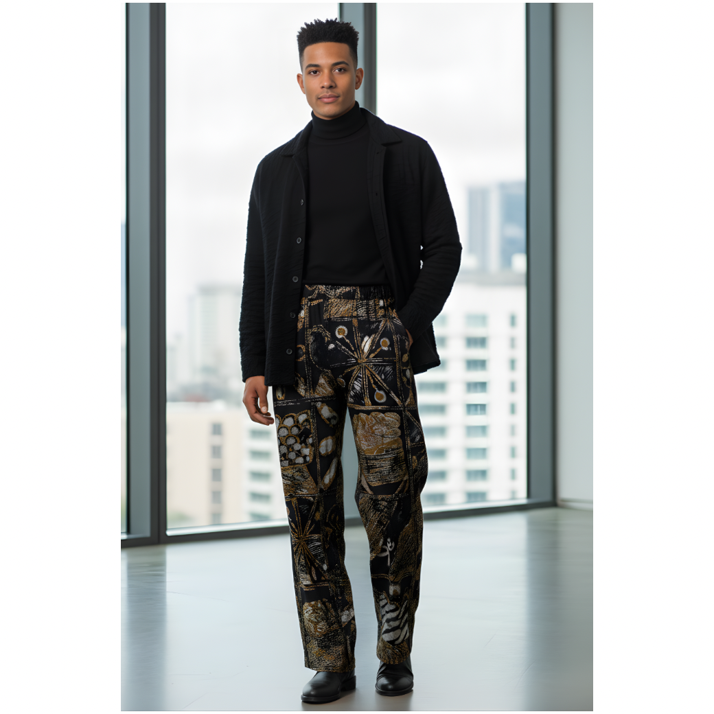 Festivity Print Wide-Leg Pants | African Inspired Relaxed Fit Trousers