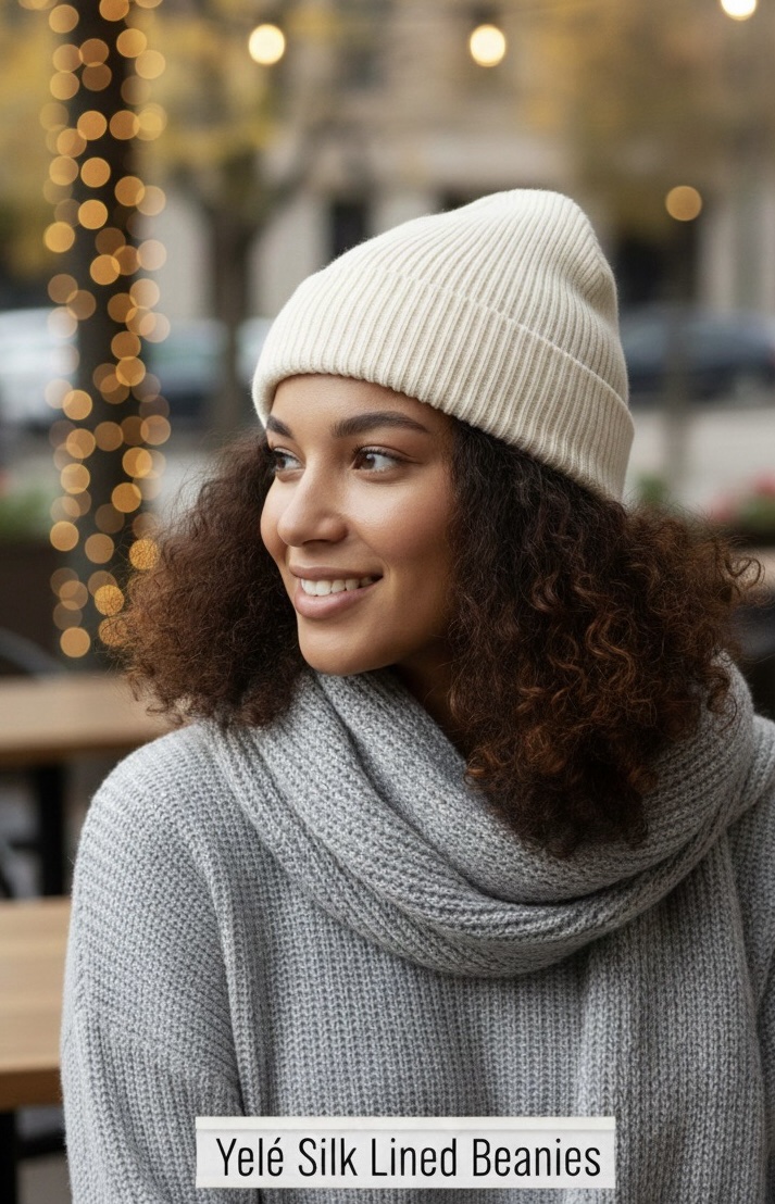 Yelé Silk-Lined Beanie – Luxury Winter Hat for Hair Protection